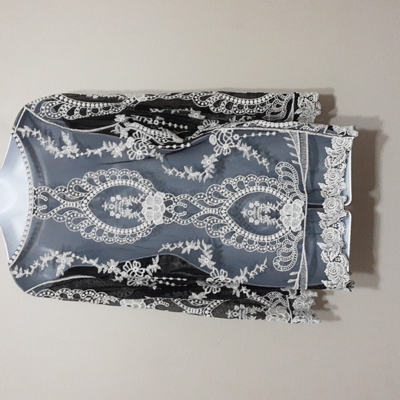 Vintage blouse women M embroidered see through boho sheered Y2K cottagecore top - Picture 5 of 7